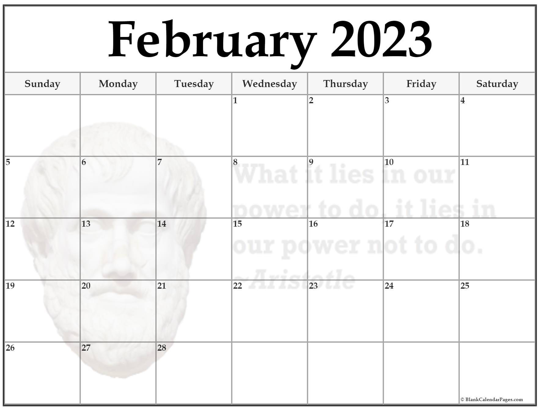 24+ February 2023 Quote Calendars within March 2023 Motivational Quote Printable Clander