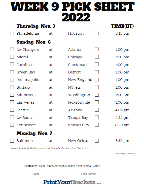 26 [Pdf] Printable Nfl Sheets Printable Download Docx * Printablesheet in Printable One Page Nfl Schedule Printabletemplates