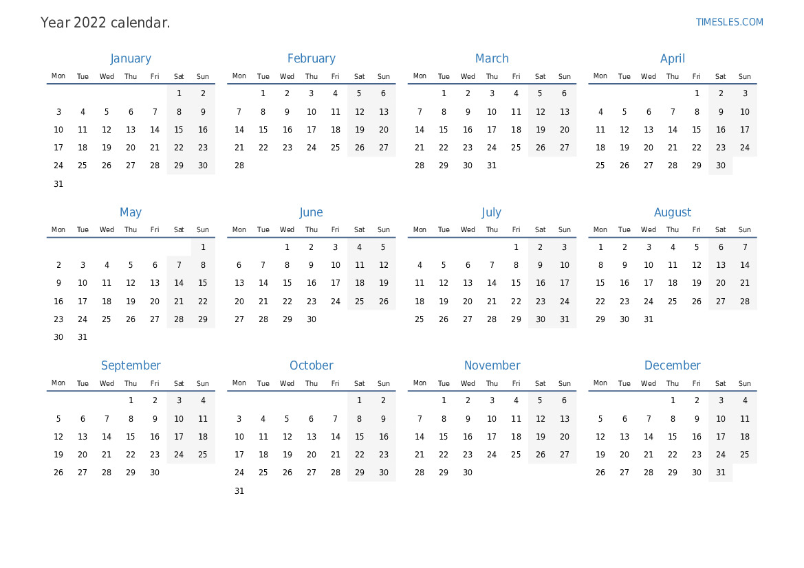 30 with Printable Free 2022 Calendar Without Downloading