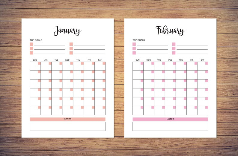 8.5 X 11 Inch Blank Monthly Calendar Page Template Instant | Etsy intended for 8.5” X 11” Page