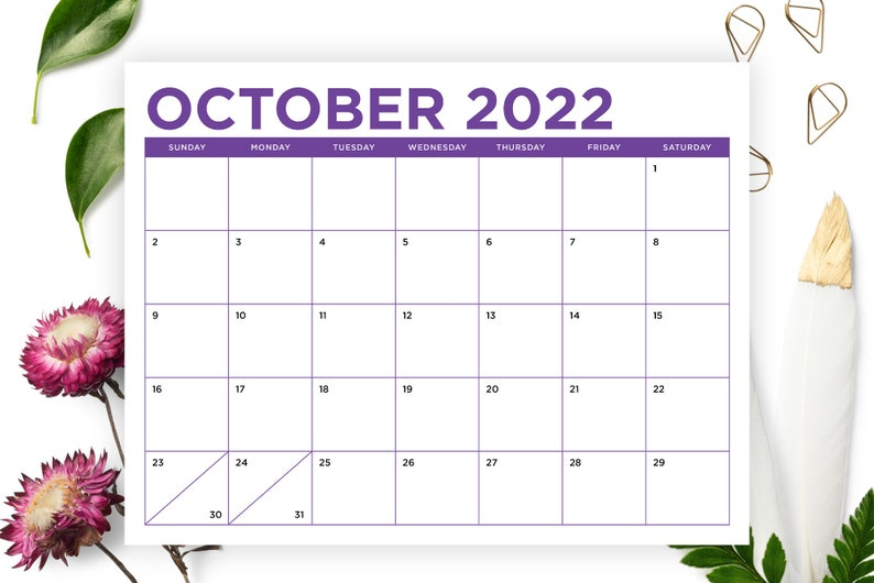 8.5 X 11 Inch Color 2022 Calendar Template Instant Download | Etsy in Free Lunar Calendar 2022 Printable