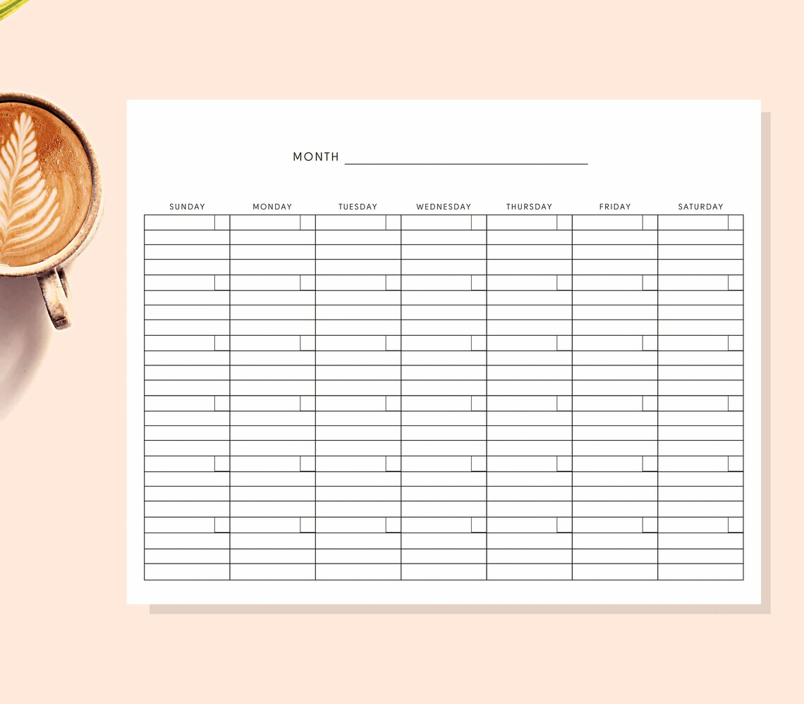8.5 X 11 Lined Blank Calendar Page Template Instant Download | Etsy inside 8.5” X 11” Page