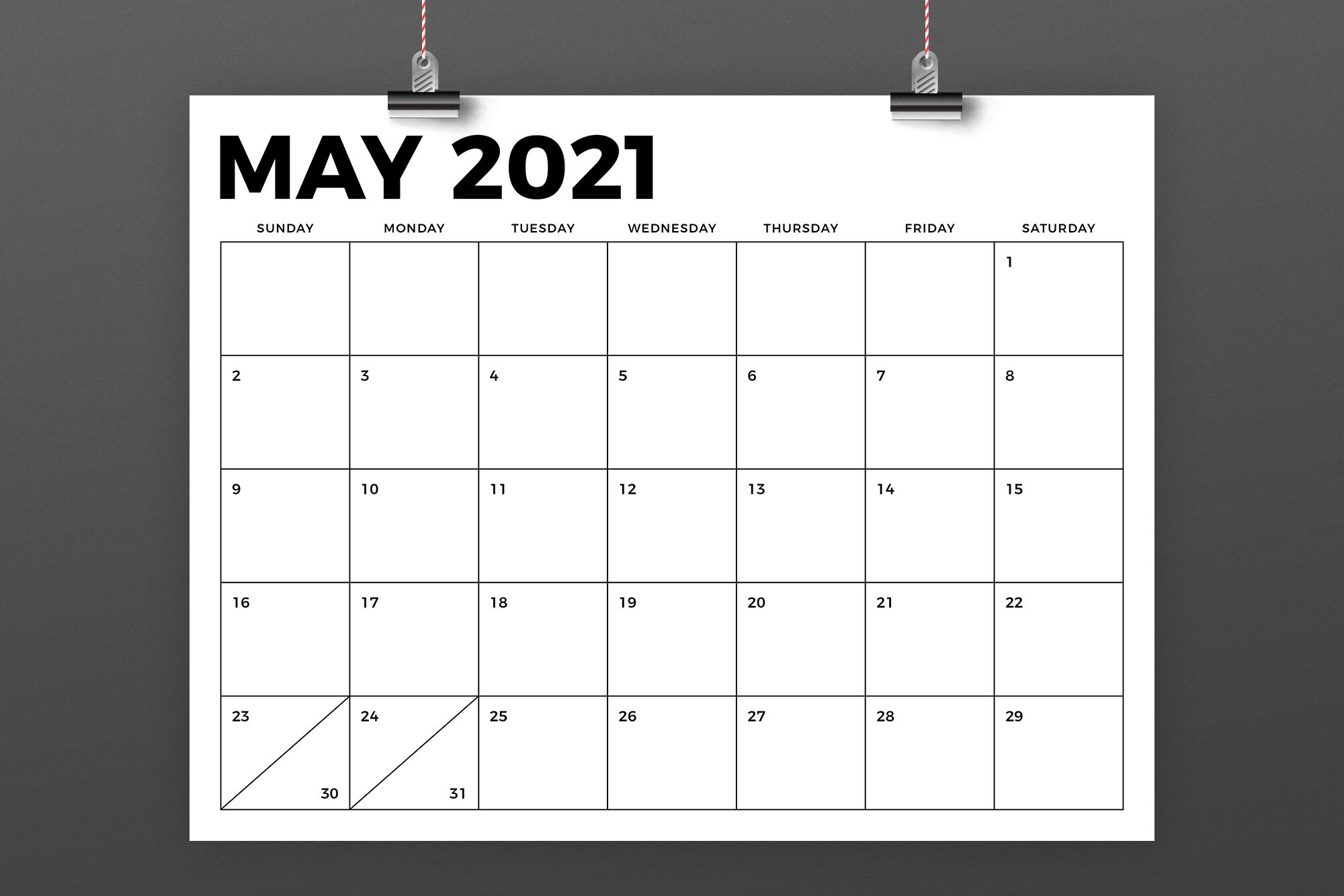 8.5X11 Landscape Full Page May 2021 Calendar  Printable 5 By 8 2021 in Printable Calendar Large Squares