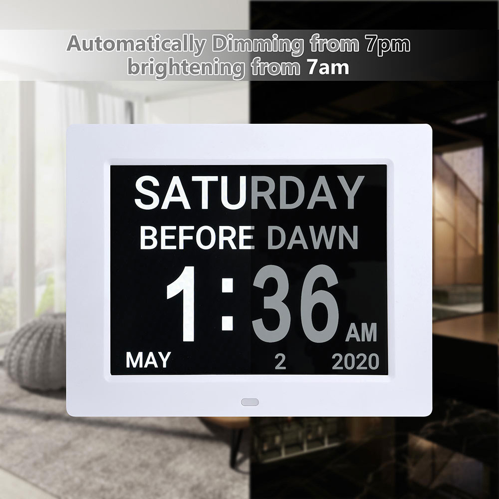 8&quot; Led Clock Large Digital Wall Calendar Dementia Date Day Week Month throughout Time And Date Calender