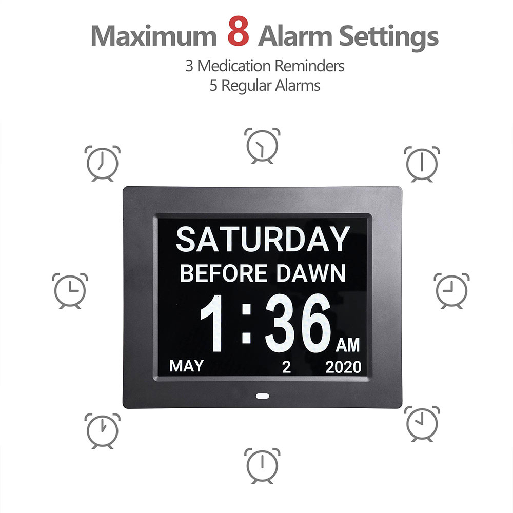 8&quot; Led Clock Large Digital Wall Calendar Dementia Date Day Week Month within Time And Date Calender