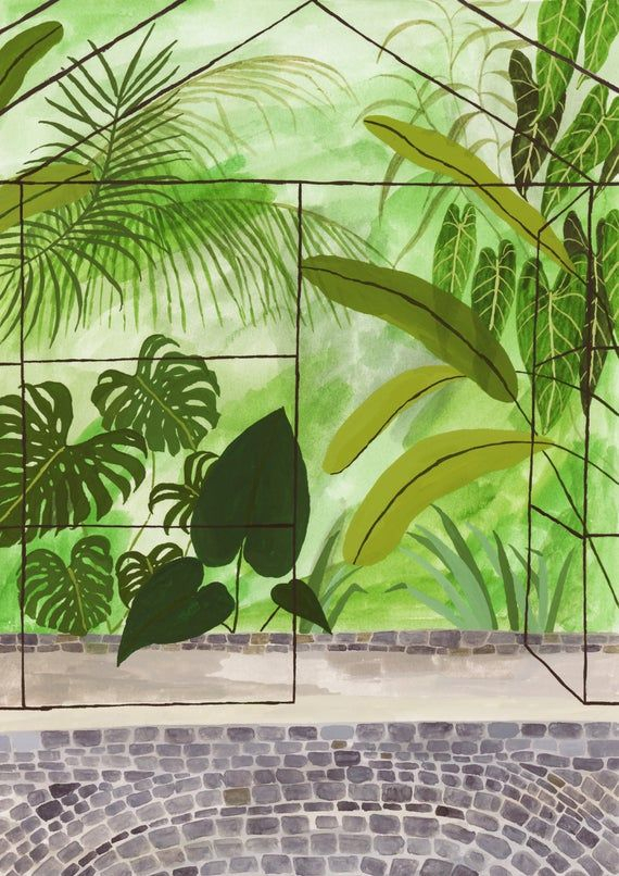 A4 Greenhouse Botanical Garden Illustration Giclée Print | Etsy In 2021 regarding High Quality Botanical Prints