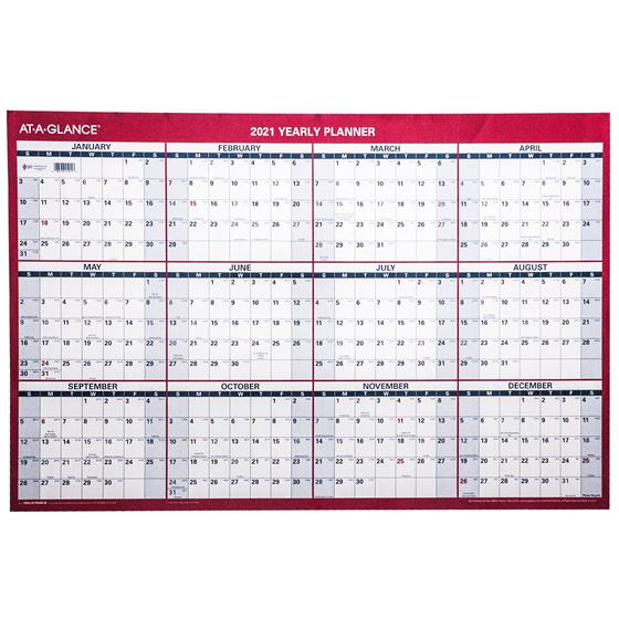Ataglance 2021 Yearly Planner Pm2628, Dry Erase Wall Calendar in Free Yearly Planner Wall Calendar