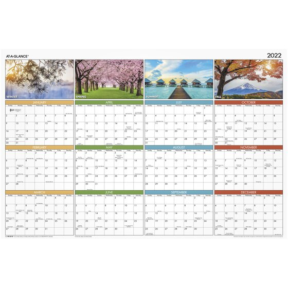 Ataglance 2022 Seasons In Bloom Horizontalvertical Erasable Yearly inside Free Yearly Planner Wall Calendar