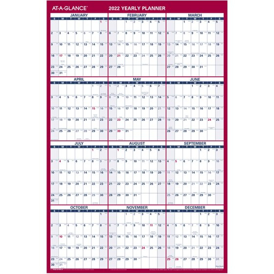 Ataglance 2022 Verticalhorizontal Erasable Yearly Wall Calendar with Free Yearly Planner Wall Calendar