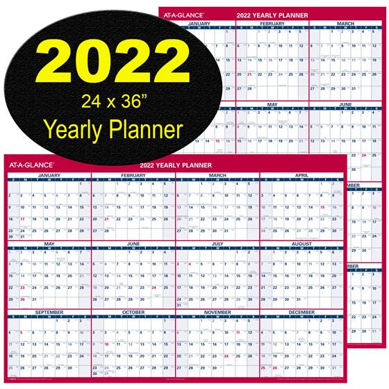 Ataglance 2022 Yearly Planner Pm2628, Dry Erase Wall Calendar inside Year At A Glance Calendar 2022