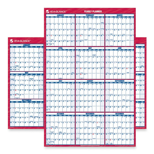 Ataglance Laminated And Erasable Wall Calendar  Yearly  Quickship pertaining to At A Glance Calendars