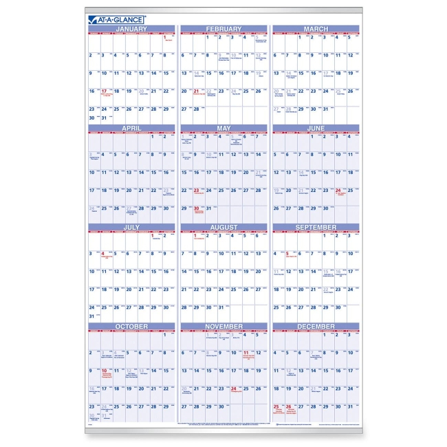 Ataglance Pm1228 Yearly Wall Calendar  Quickship with regard to At A Glance Calendars
