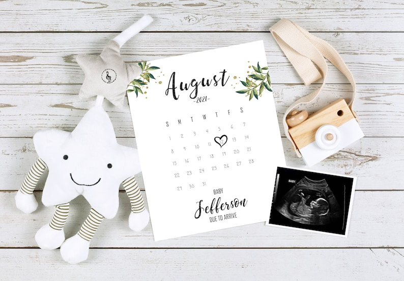 August 2021 Custom Pregnancy Announcement Calendar Social | Etsy within Pregnancy Calendar Printable Free