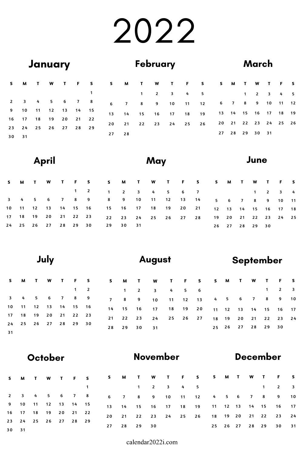 Blank 2022 Calendar Printable | Calendar 2022 intended for Free Printable Fiscal Year 2022 Calendar