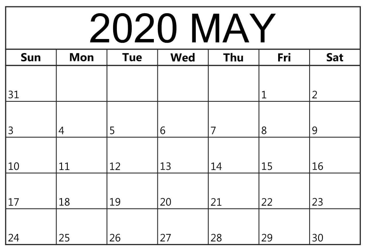 Blank Calendar May 2020 Template | Blank Calendar, Desk Calendar for Blank Desk Calendar Printable