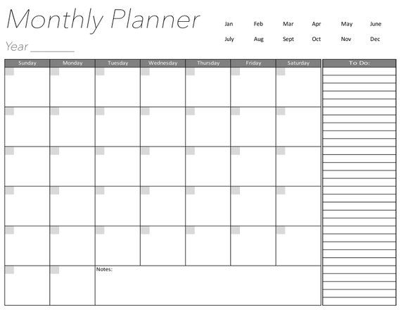 Blank Calendar Page, Days Of The Week, Monthly Planner Digital Download pertaining to Free Large Block Printable Calendars