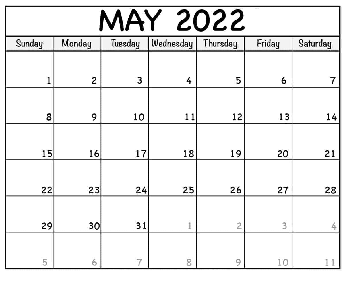 Blank May 2022 Calendar Printable Calendar Station regarding Blank Desk Calendar Printable