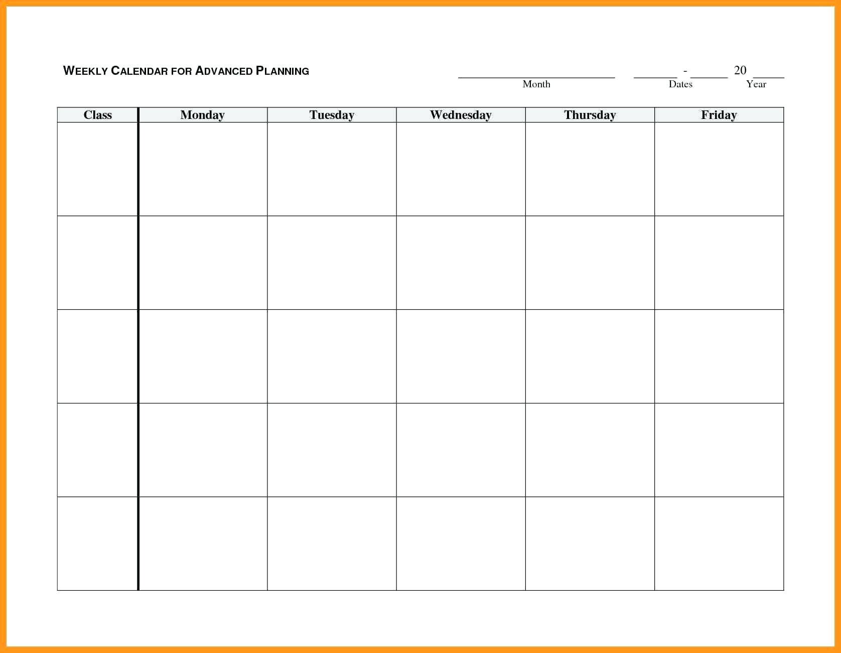 Blank Mondayfriday Calendar Templates | Example Calendar Printable for Mon - Friday Am Pm Calendar