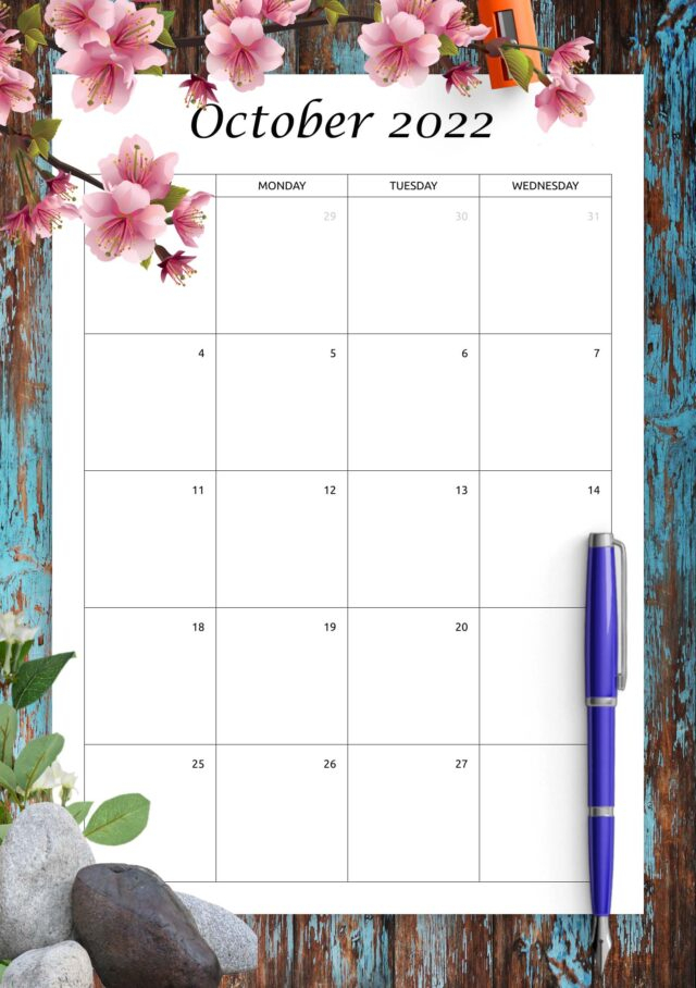 Blank Printable Calendar 2022 Pdf pertaining to 2022 Desk Top Calendar Free