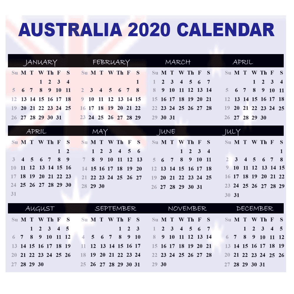 Calendar 2020 Australia | Australia 2020 Yearly Printable Calendar throughout Printable Growing Calender Australia