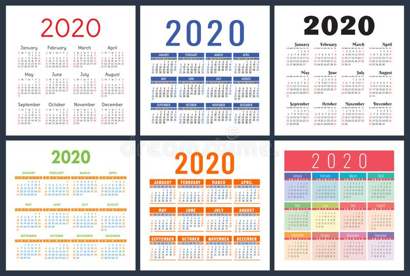 Calendar 2020 Year Set. Vector Square Calender Design Template within Yearly Calendar With Squares