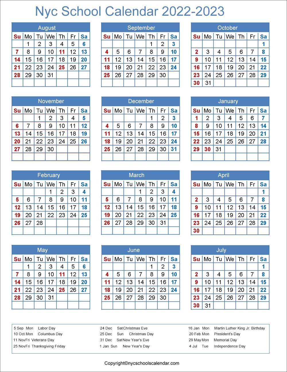 Calendar 2022 Nyc  Latest News Update within 2022 2023 Nyc School Calendar