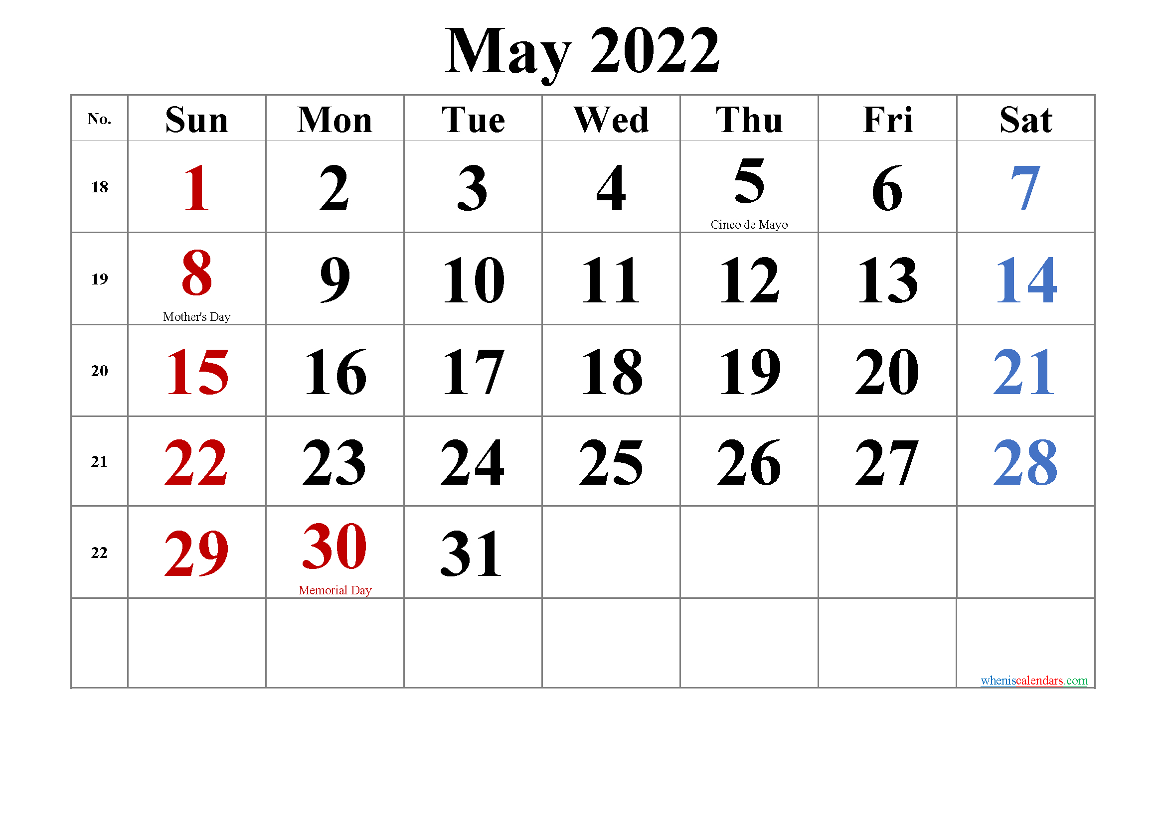 Calendar For May Of 2022  Thn2022 regarding Free Google 2022 Calendar Printable