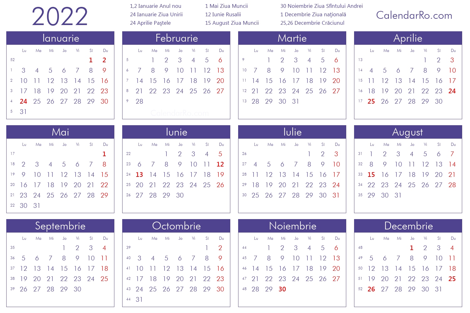 Calendar Românesc 2022  Latest News Update in Calendar Zile Lucratoare 2022