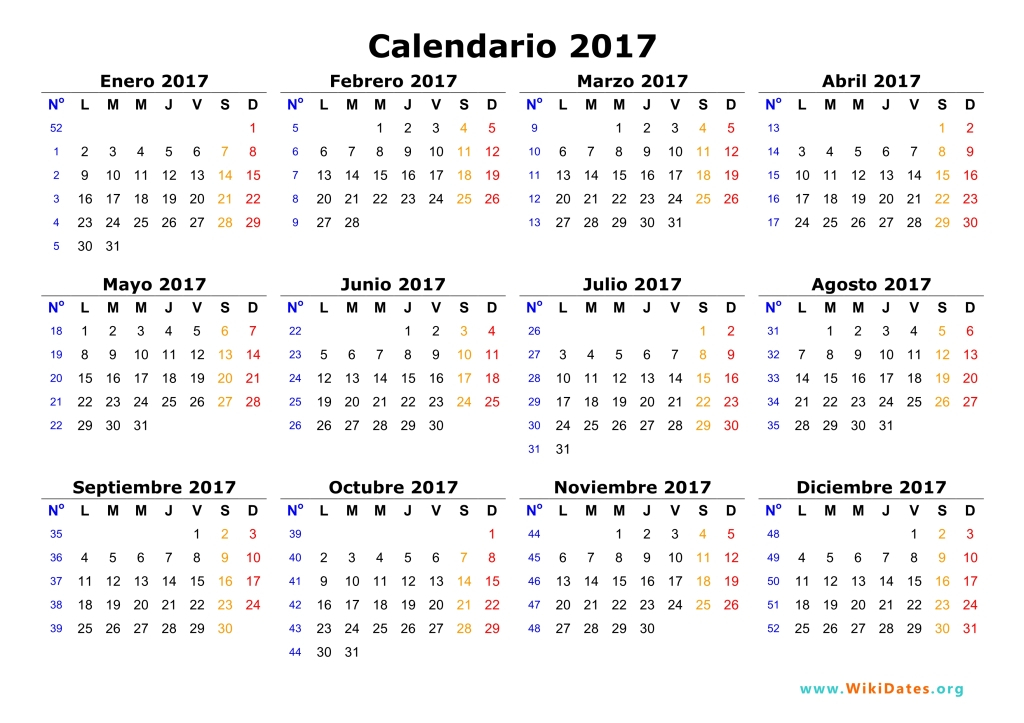 Calendario 2017  Calendario De España Del 2017 | Wikidates in Calendario Juliano 2022 Para Imprimir