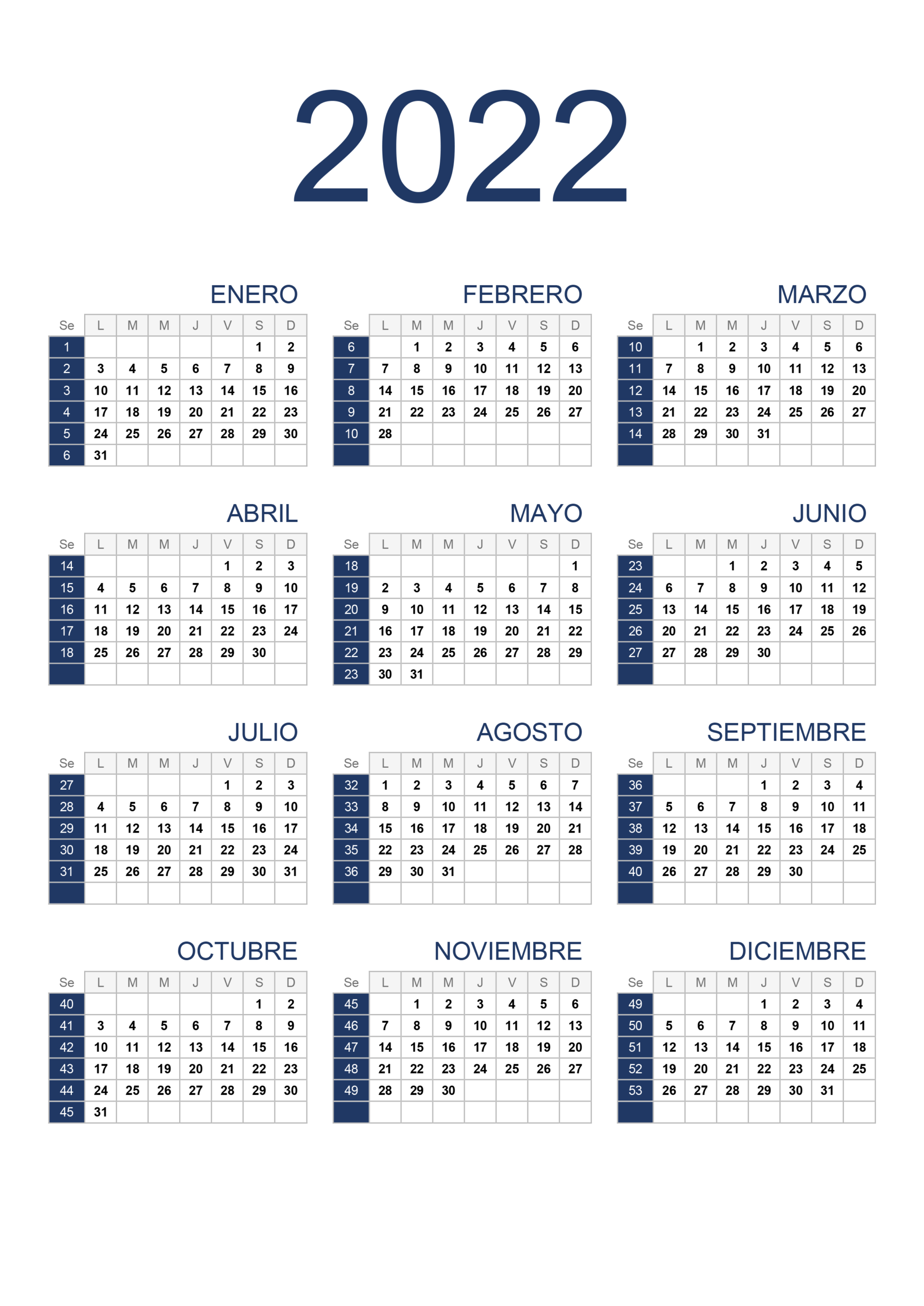 Calendário 2022 Em Word  Fonte De Informação in Calendario Juliano 2022 Para Imprimir