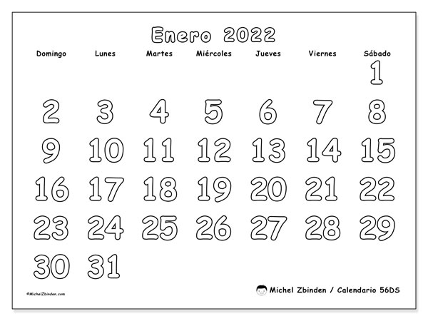 Calendario &quot;56Ds&quot;  Impresión Enero 2022  Michel Zbinden Es within Calendario Juliano 2022 Para Imprimir