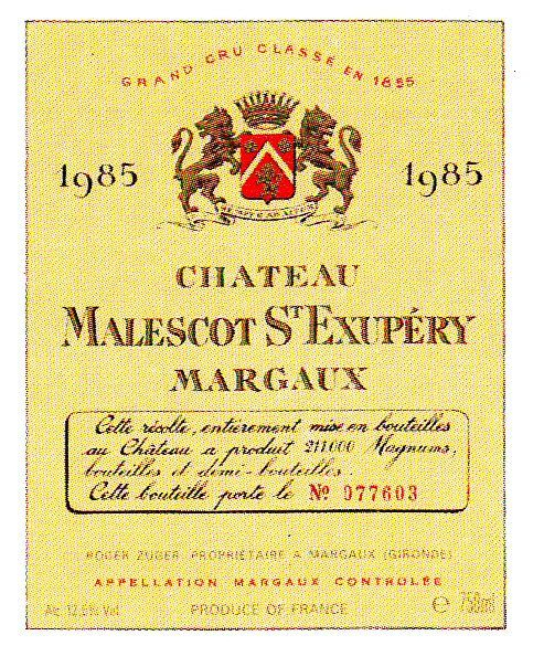 Chateau Malescot St Exupery Margaux 1985 Wine Label | Wine Label with Is Brunei Using Gregorian Calendar