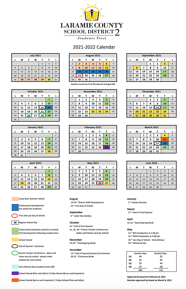 Cheyenne And Laramie County School Calendars For 20212022 inside Schools Calendar In Uganda 2022