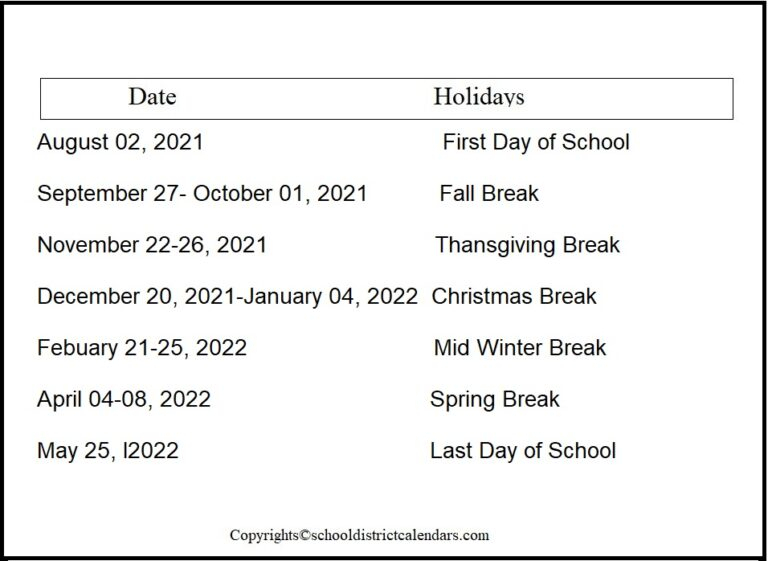 Cobb County School District Holidays 20212022 Calendar | School in Cobb County School Calendar