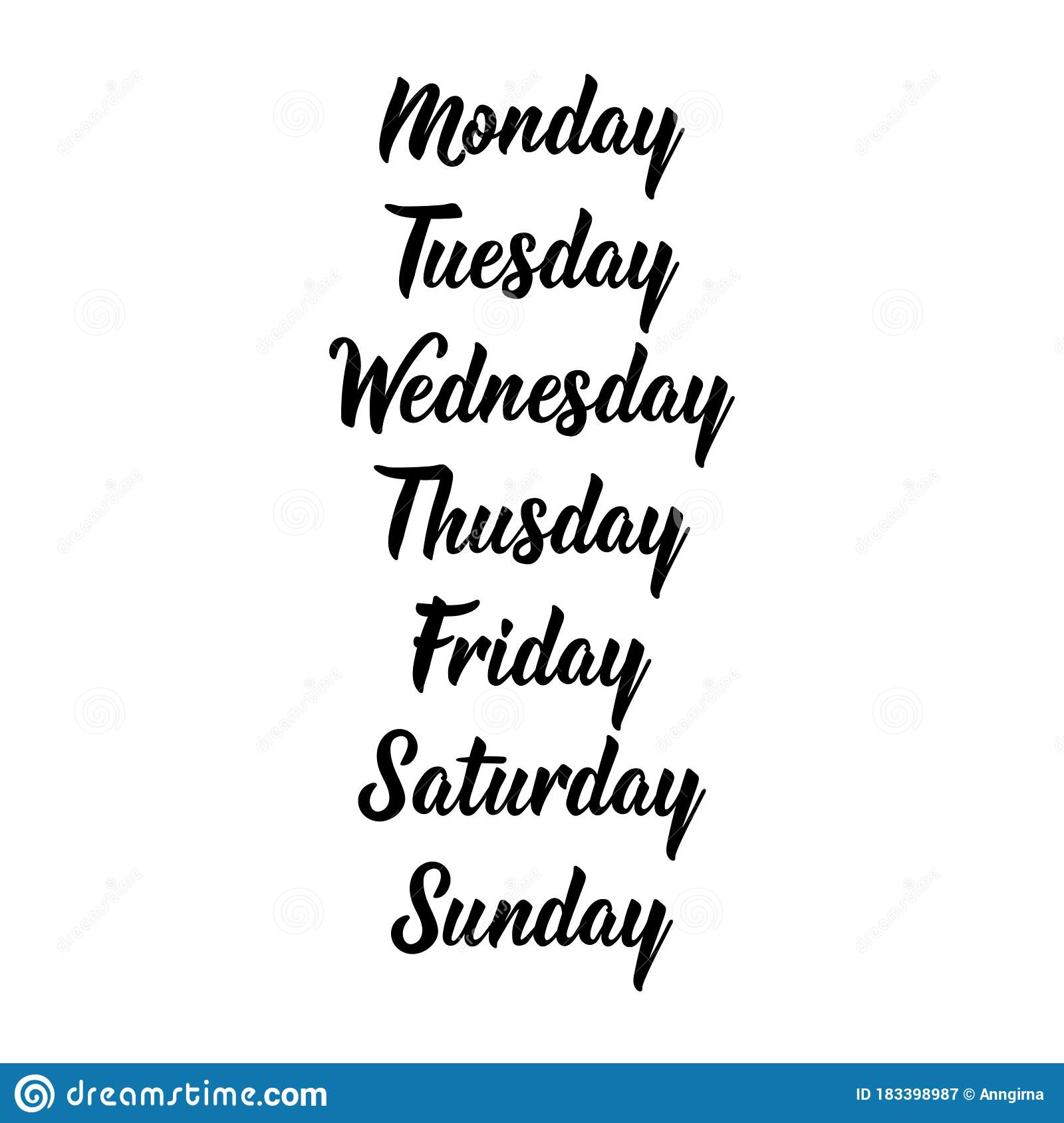 Days Of The Week  Monday, Tuesday, Wednesday, Thursday, Friday regarding Sunday To 7 Saturday.