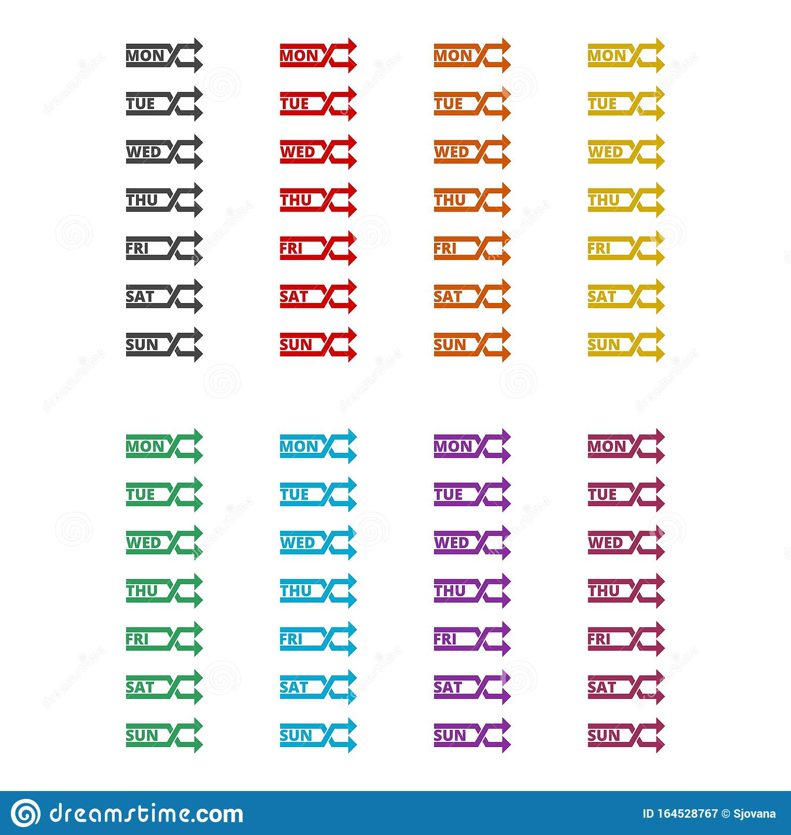 Days Of Week Concept Sunday, Monday, Tuesday, Wednesday, Thursday in Sunday To 7 Saturday.