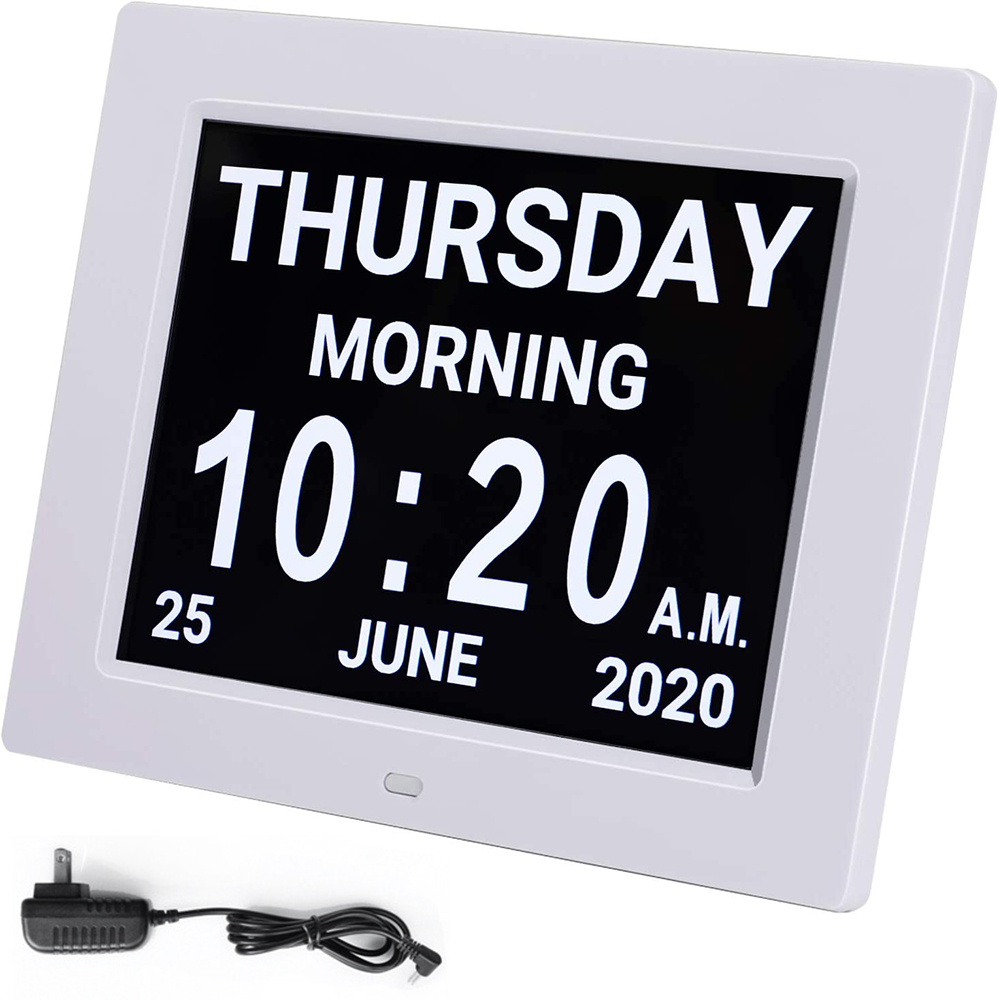 Digital Calendar Alarm Day Clock With 8&quot; Large Screen Display, Am Pm, 5 regarding Time And Date Calendar