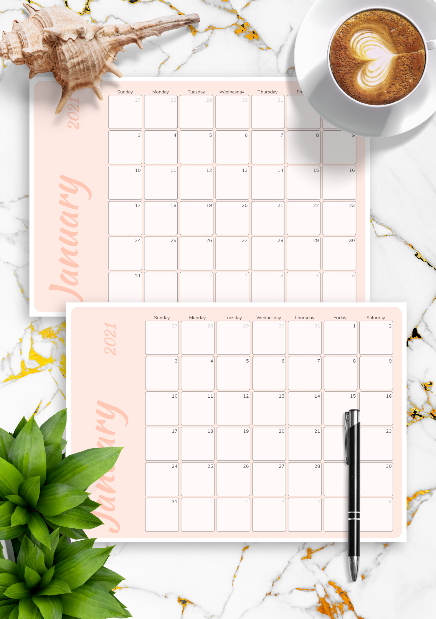 Download Printable Colored Pink Monthly Calendar Pdf in Half Size Monthly Printable Calendar