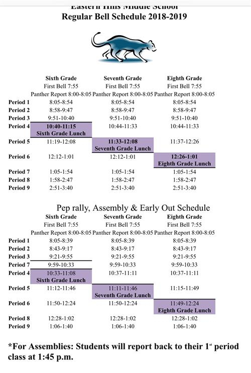 Eastern Hills Middle School  Homepage with Middle East Holidays Calendar