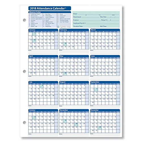 Employee Attendance Sheet 2018  8+ Free Excel Pdf  Template Section for Get Free Employee Absentee Calendar 2022 Calendar