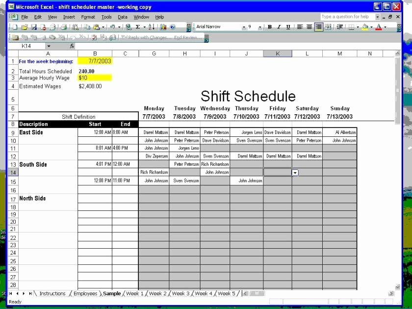 Excel Employee Schedule Template Unique Make Schedules How To Make throughout 40 Free Employee Schedule Templates Excel Word ᐅ