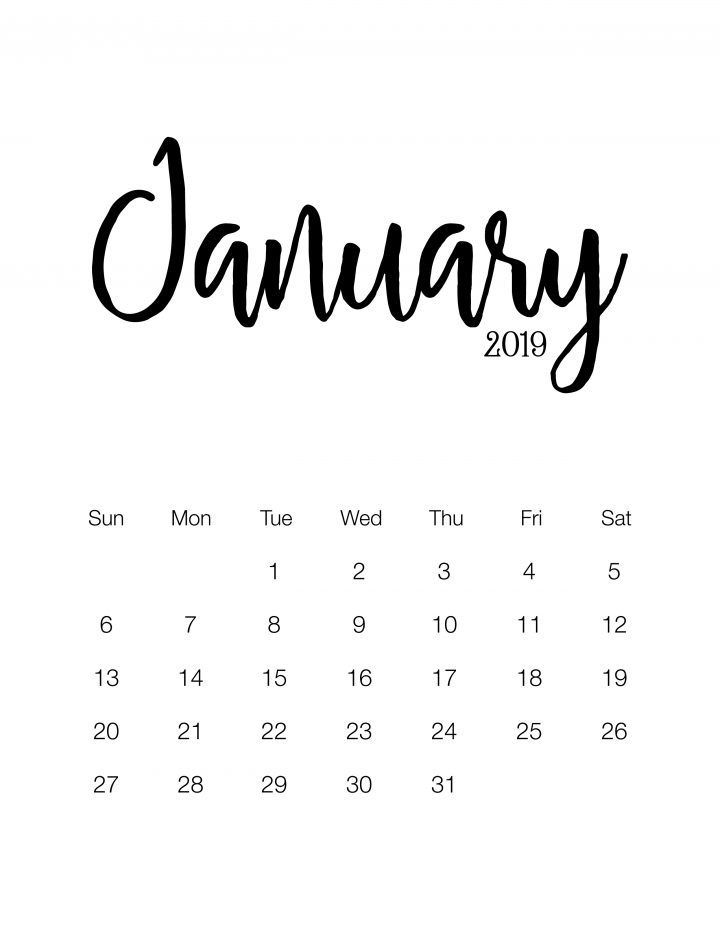 Fabulous And Free Printable 2019 Minimalistic Calendar  The Cottage pertaining to Printable Month Calligraphy Clander