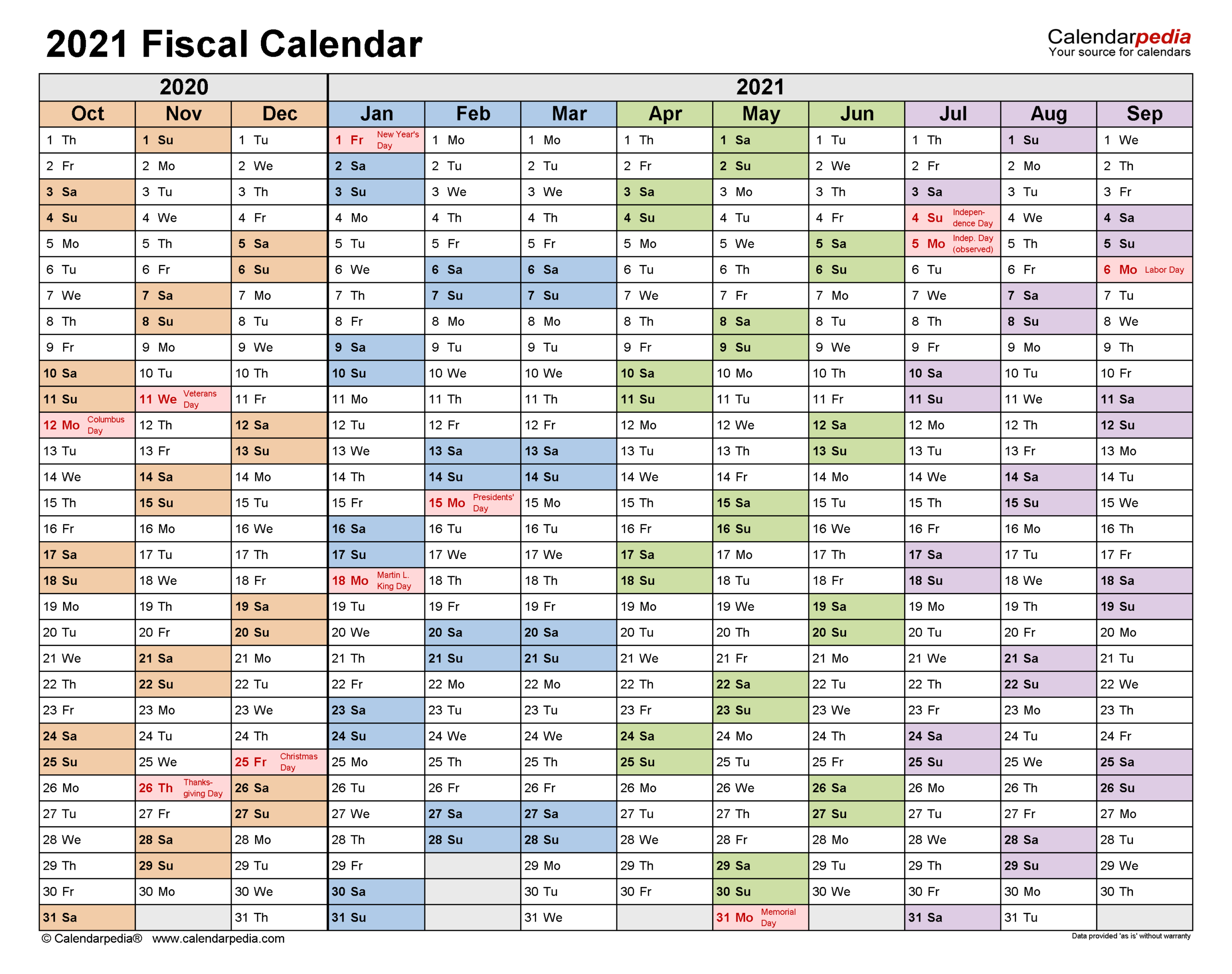 Fiscal Calendars 2021  Free Printable Pdf Templates Throughout within Free Printable Fiscal Year Calendar