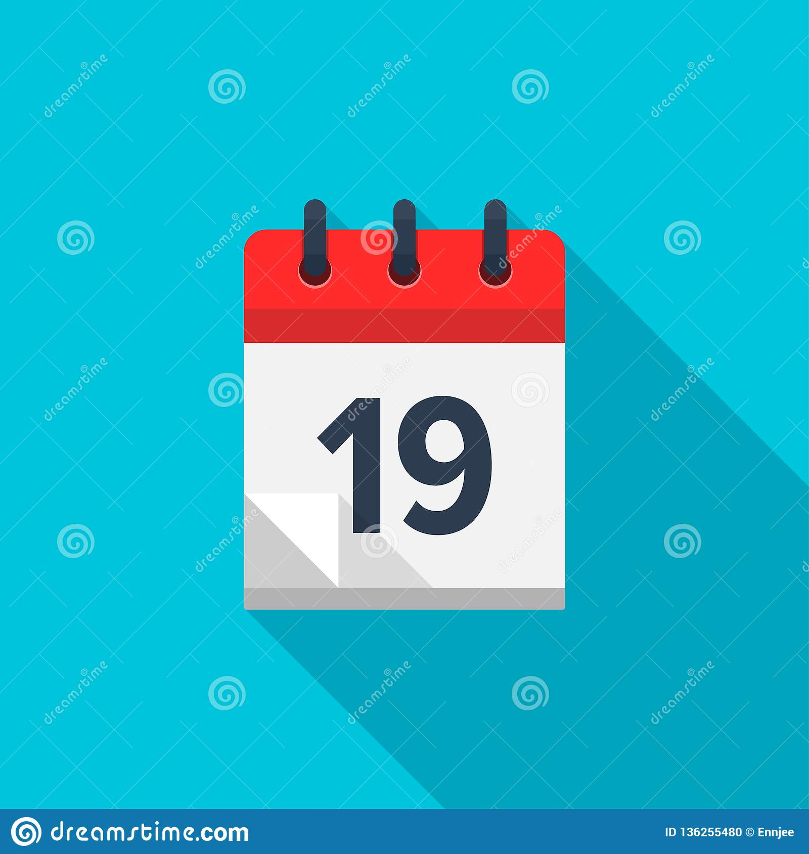 Flat Calendar Icon. Date And Time Background. Number 19. Stock Vector within Time And Date Calender