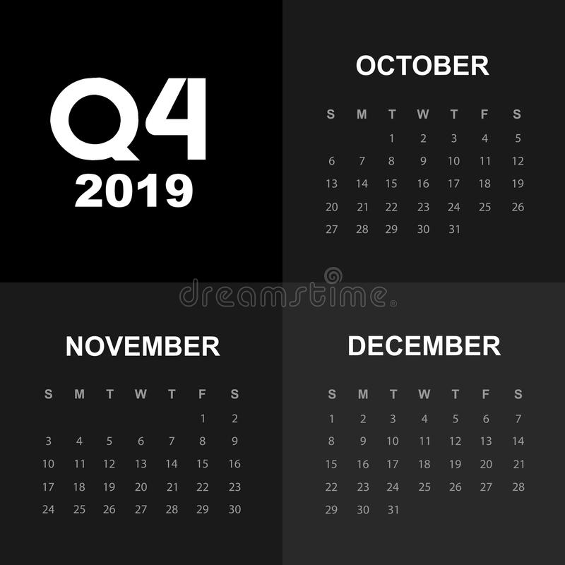 Fourth Quarter Of Calendar 2019 Stock Illustration Illustration Of pertaining to Perenicial Fiscal Year Calendar With Room For Notes