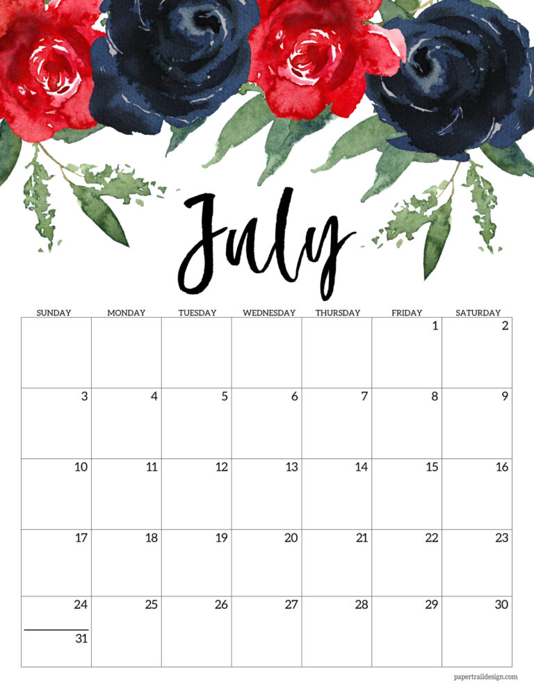 Free 2022 Calendar Printable  Floral  Paper Trail Design intended for 2022 Desk Top Calendar Free