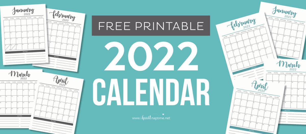 Free 2022 Printable Calendar Template (2 Colors!) I Heart Naptime intended for Google Calendar 2022 Template
