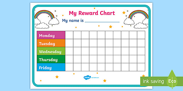 Free!  ? My Reward Chart (Rainbows) (Teacher Made) with regard to Monday To Friday Schedule Chart
