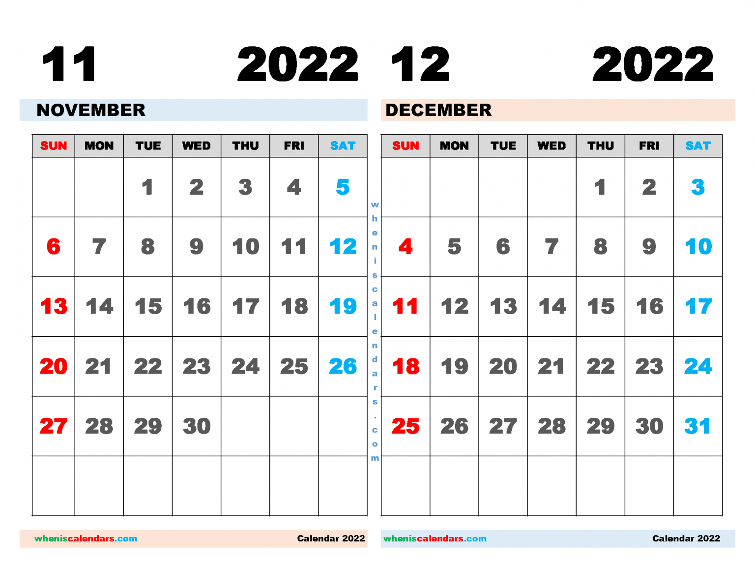 Free November December 2022 Calendar Printable Pdf throughout Usmc Holiday Schedule 2022