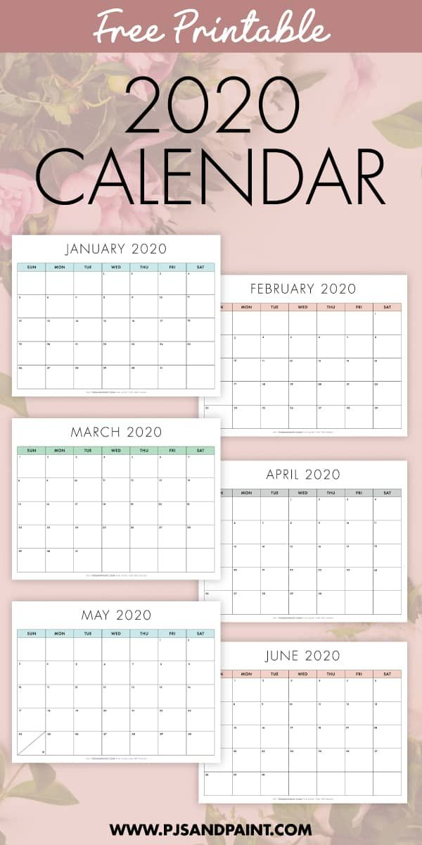 Free Printable 2020 Calendar  Sunday Start | Printable Calendar with Printable Calendars Starting With Sunday